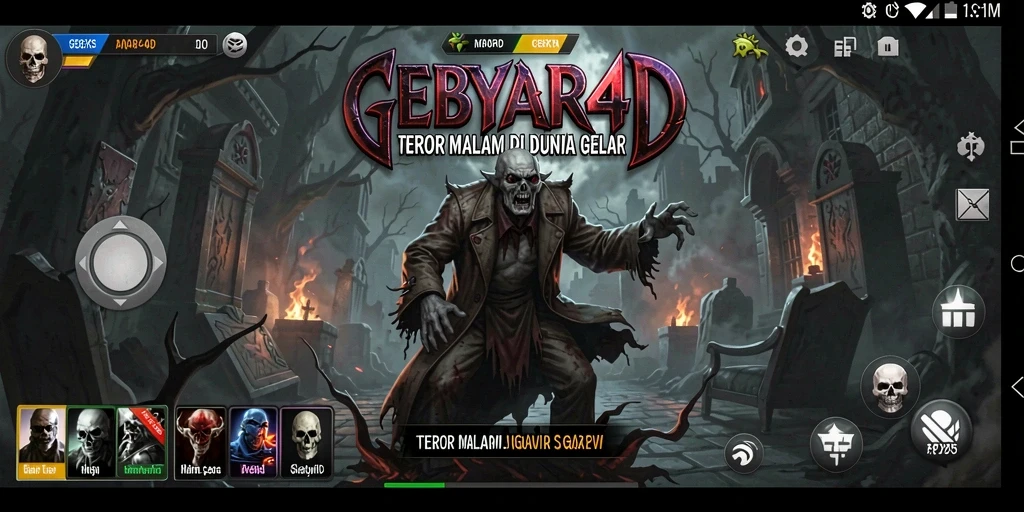 Gameplay GEBYAR4D menampilkan suasana horor yang mencekam dan misterius.