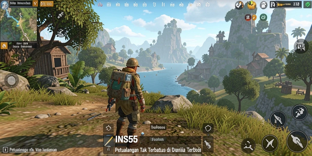 Tampilan gameplay INS55 dengan dunia terbuka yang luas dan menarik.