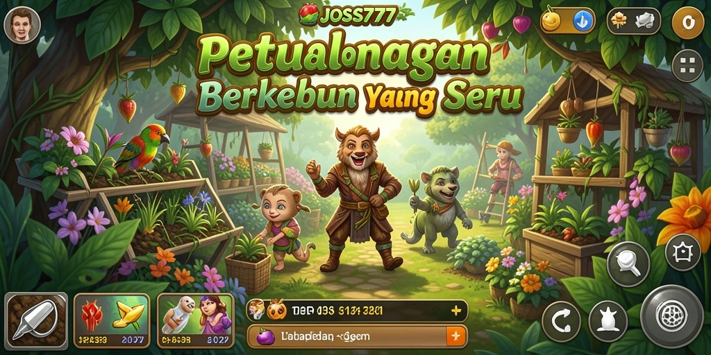 Tampilan gameplay seru di JOSS777 dengan pertanian yang indah dan interaktif.