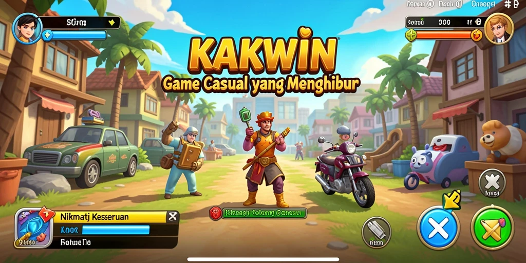 Tampilan antarmuka KAKWIN yang sederhana dan gameplay yang intuitif.