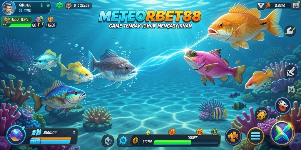 Tampilan permainan menembak ikan yang seru dan menghibur.