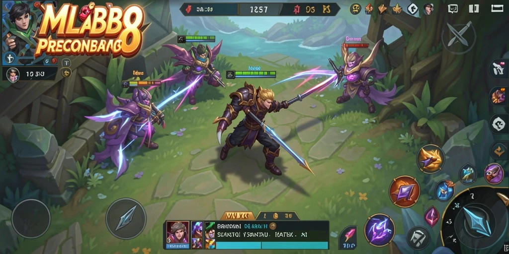 Tampilan gameplay MLBB8 yang ceria dan penuh warna.