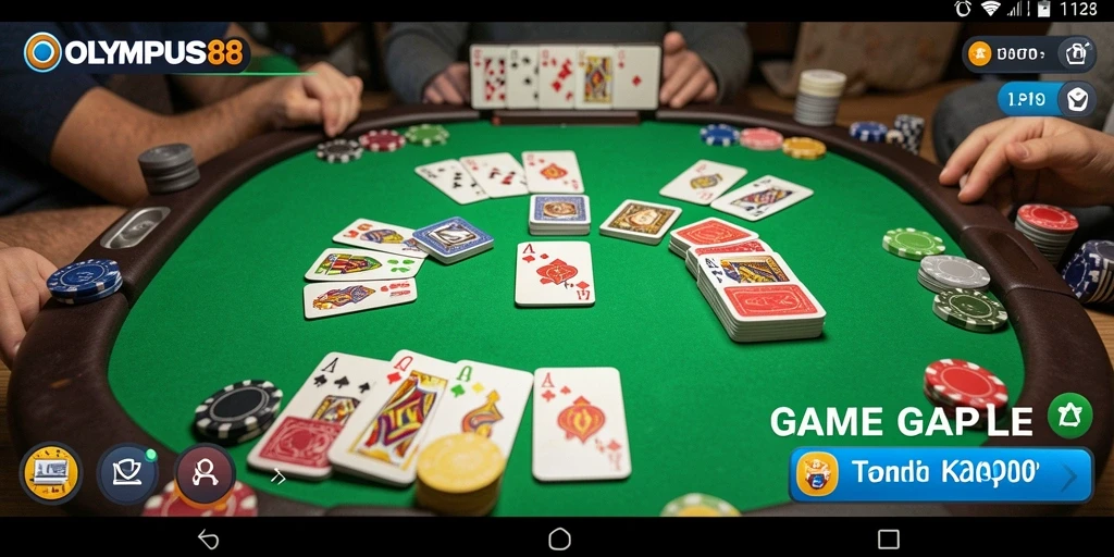Screenshot OLYMPUS88 menampilkan pertandingan Gaple yang seru dan interaktif.