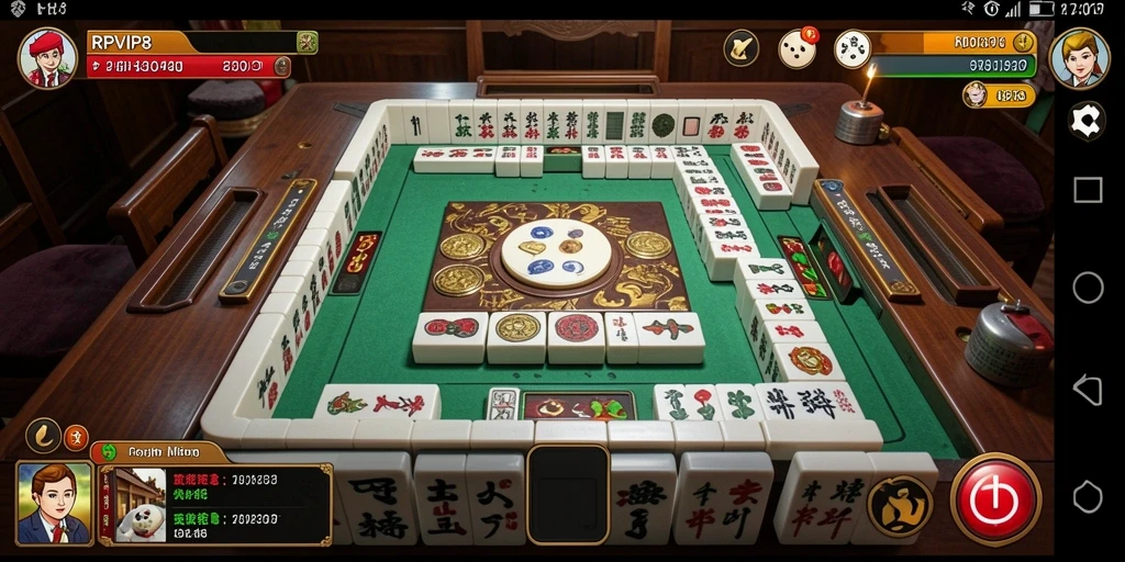 Screenshot gameplay RPVIP8 yang menampilkan suasana Mahjong yang seru.