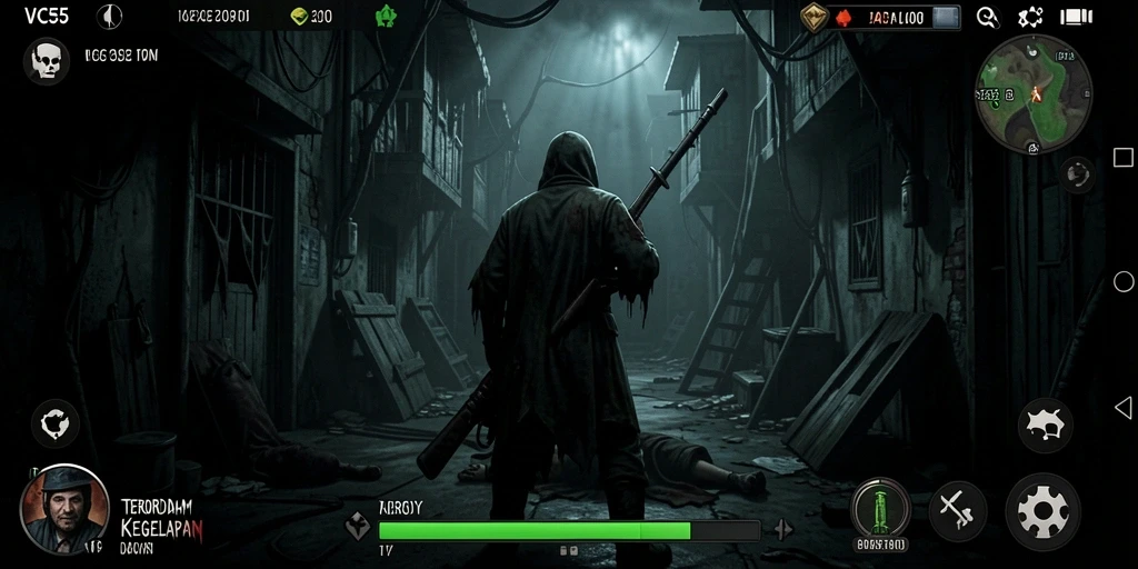 Screenshot menunjukkan suasana seram dan gameplay yang mendebarkan.